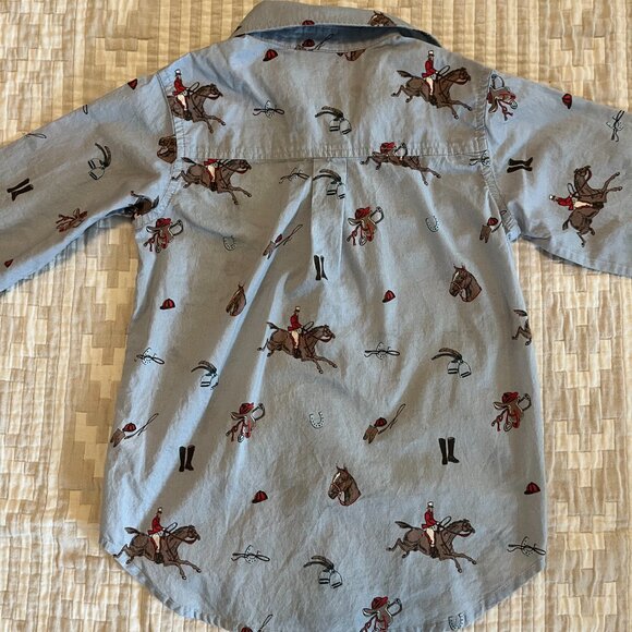 Rachel Riley Kids Horse Riding Gray Button Down Shirt, size 6 - Picture 6 of 6